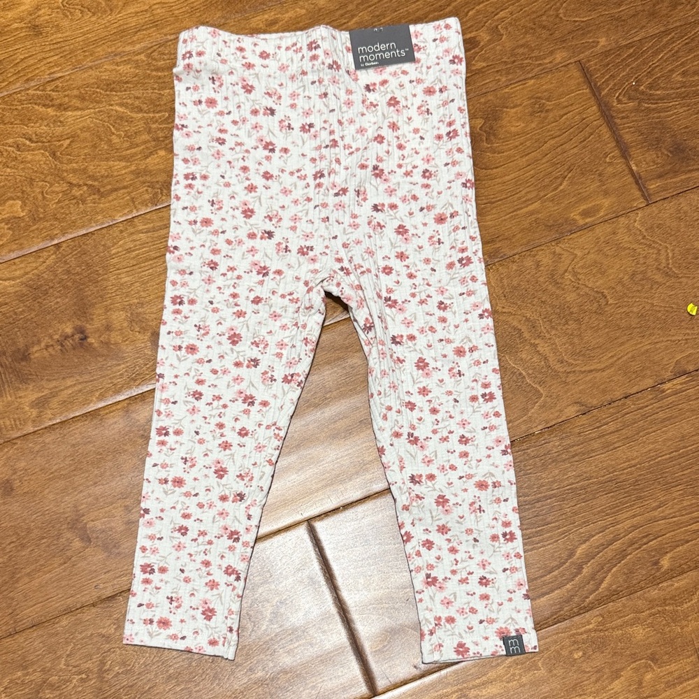 NWT Size 12M Modern Moments cream with pink Floral pattern Leggings